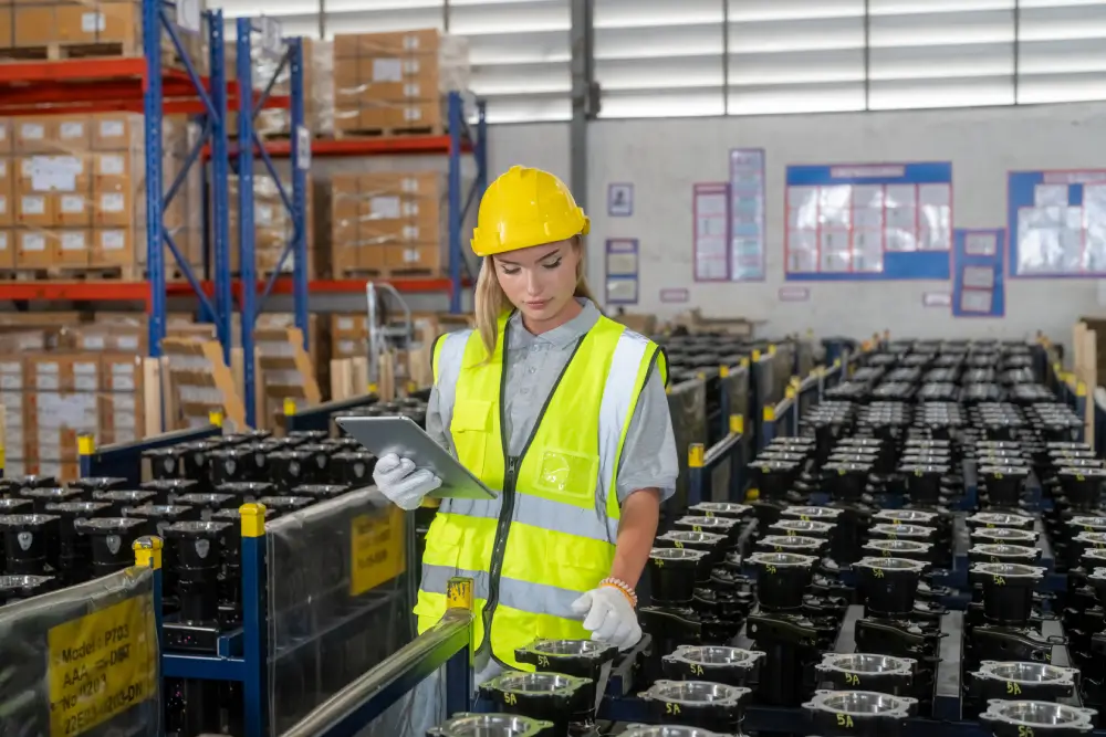 Professionnel contrôlant l’étiquetage de marchandises dangereuses lors d’une formation ADR chapitre 1.3
